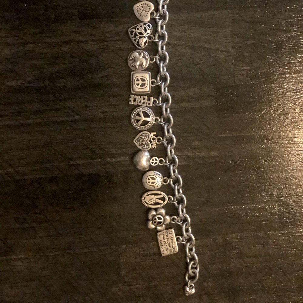 Brighton Peace and Love Charm Bracelet-silver, adjustable sizing